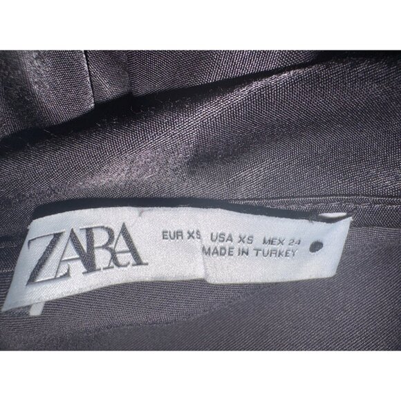 ZARA Black XS Satin Wrap Midi Dress Adjustable Straps - Picture 5 of 8